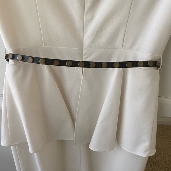 white peplum dress with belt - Picture 13 of 14